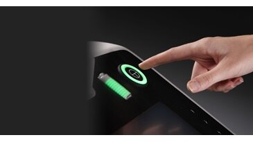 Closeup of Optima XR200amx screen buttons