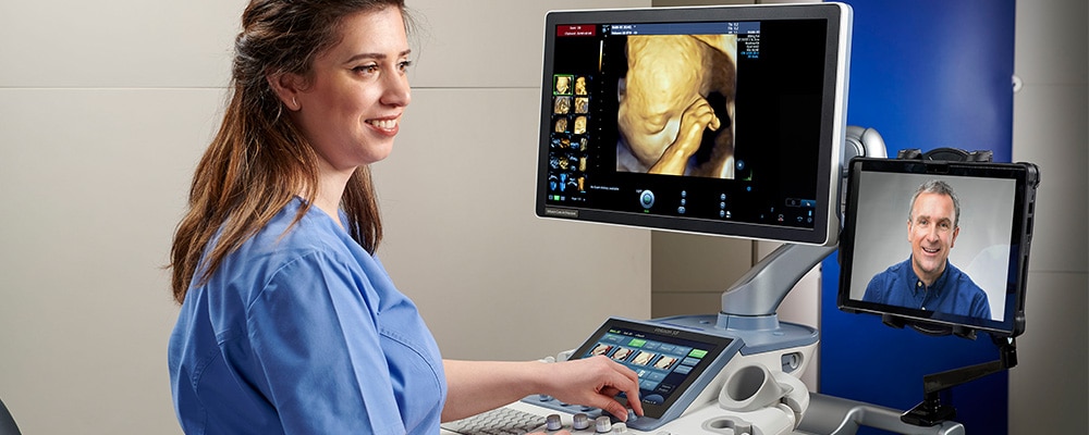 GE Healtchare Voluson™ ultrasound designed for live, face-to-face personalized training covering a variety of topics of womens health.