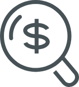 Magnifying glass with dollar sign inside icon